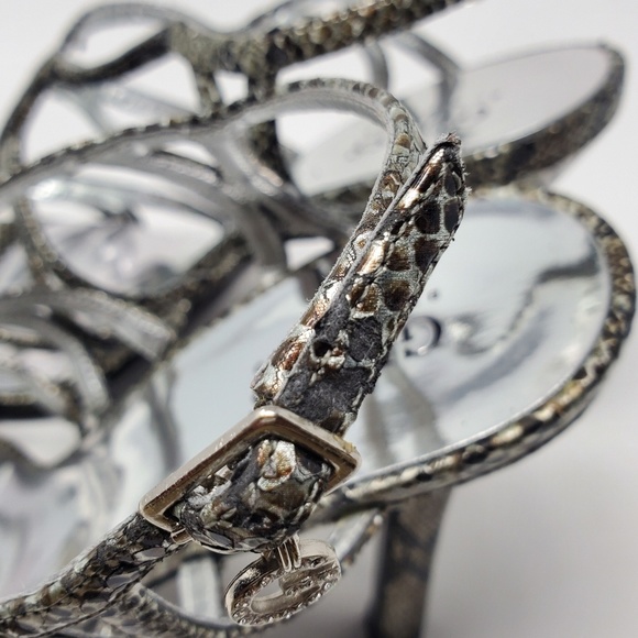 GUESS by Marciano Snakeskin Silver Strappy Heels - Picture 6 of 6